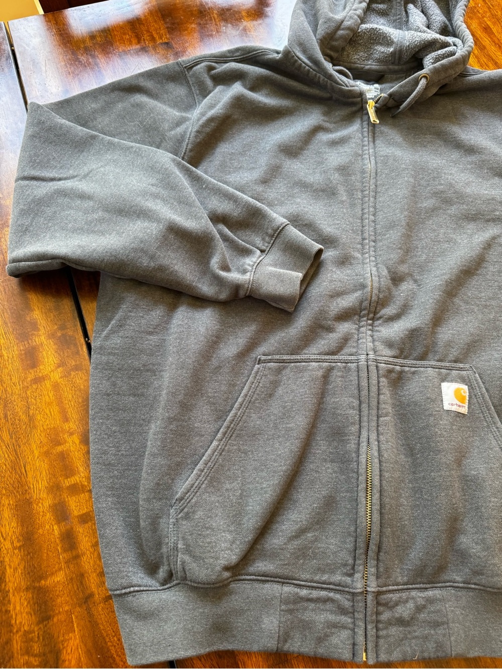Carhartt Dark Gray Full-Zip Hooded Sweatshirt 2XL loose fit - Picture 3 of 7